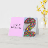 Carte Gâteau de 2e anniversaire rose (Fleur jaune)