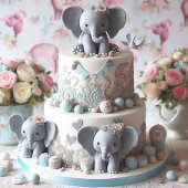 CARTE GÂTEAU DE COUCHE DE PETITS ÉLÉPHANTS AMUSANTS