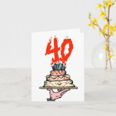 Carte Gâteau de fête du 40e anniversaire personnalisé (Fleur jaune)