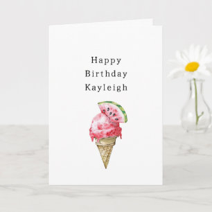 Carte Gâteau de glace à la pastèque pour anniversaire