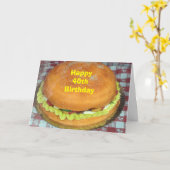 Carte GÂTEAU DE HAMBURGER POUR VOTRE "40ème" ANNIVERSAIR (Fleur jaune)