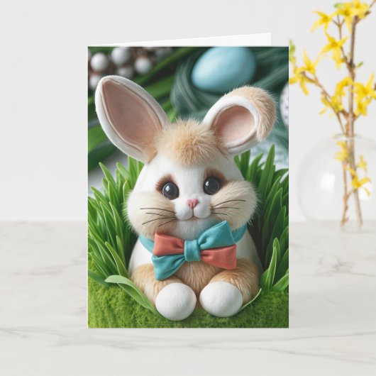 Carte Gâteau de lapin de Pâques (Fleur jaune)