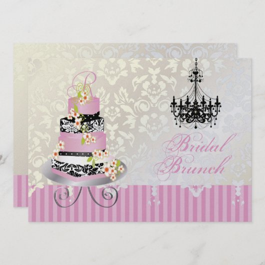 Carte Gâteau de mariage monogramme PixDezines/rose (Devant / Derrière)