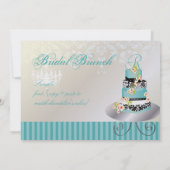 Carte Gâteau de mariage sarcelle, monogramme de mariage  (Dos)