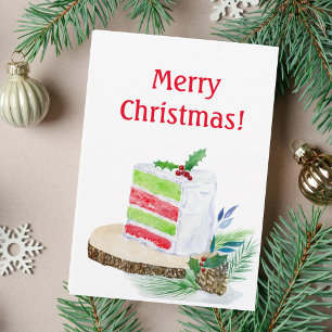 Carte Gâteau de Noël aquarelle Joyeux Noël
