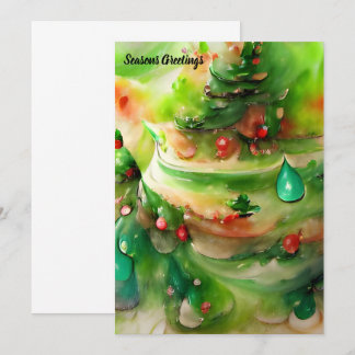Carte Gâteau de Noël Festif AI Art Vert Rouge Blanc