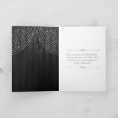 Carte Gâteau de rideau en diamant noir argent Anniversai (Intérieur)