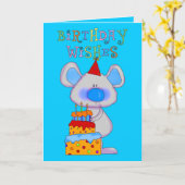 Carte Gâteau de souris de souhaits de joyeux (Fleur jaune)