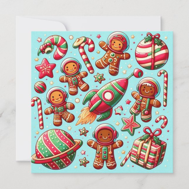 Carte Gâteau d'épices vaisseau spatial noël (Devant)