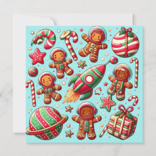 Carte Gâteau d'épices vaisseau spatial noël