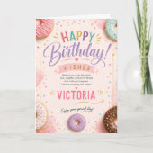 Carte Gâteau Donut Rose Deux Douce Anniversaire (Devant)