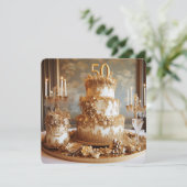 Carte GÂTEAU DU 50e ANNIVERSAIRE (Debout devant)