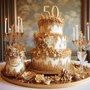 Carte GÂTEAU ELABORÉ POUR LE 50e ANNIVERSAIRE