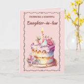 Carte Gâteau et bougies modifiables Anniversaire (Fleur jaune)