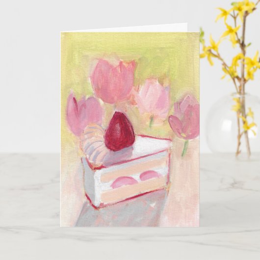 Carte Gâteau et Tulipe (Fleur jaune)