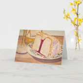 Carte Gâteau et vin d'anniversaire (Fleur jaune)