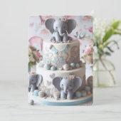 CARTE GÂTEAU ÉTAGÉ AUX PETITS ÉLÉPHANTS DRÔLES (Debout devant)