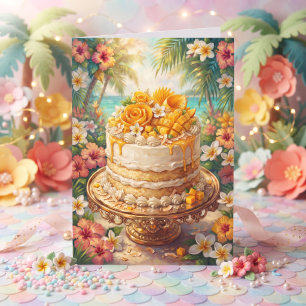 Carte Gâteau fantaisiste à la mangue et à la noix de coc