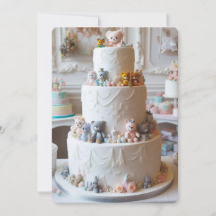 CARTE GÂTEAU FESTIF EN COUCHE BLANCHE DÉCORÉ DE JOUETS