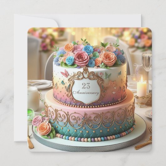 CARTE GÂTEAU FLEURI COLORÉ ÉLABORER (Devant)