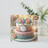 CARTE GÂTEAU FLEURI COLORÉ ÉLABORER (Debout devant)