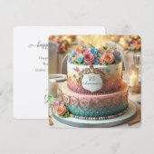 CARTE GÂTEAU FLEURI COLORÉ ÉLABORER (Devant / Derrière)