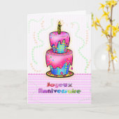 Carte Gâteau français de joyeux anniversaire de Jolyeux (Fleur jaune)