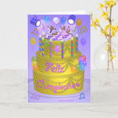 Carte Gâteau "Joyeux Anniversaire" (espagnol) (Fleur jaune)