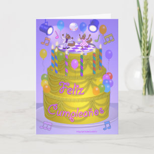 Carte Gâteau "Joyeux Anniversaire" (espagnol)