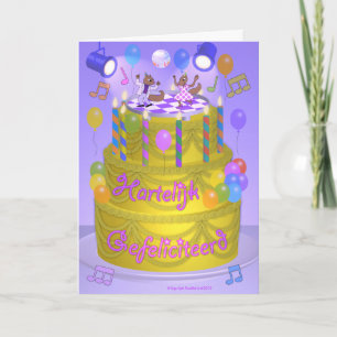 Carte Gâteau "Joyeux Anniversaire" (néerlandais)