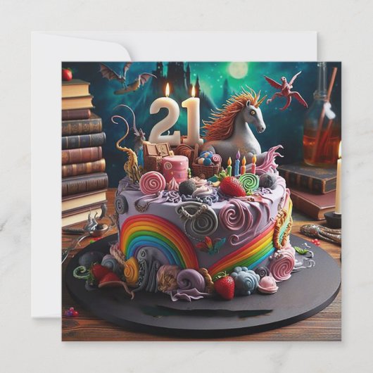 CARTE GÂTEAU MAGIQUE DE 21E ANNIVERSAIRE (Devant)