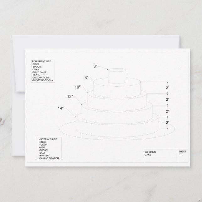 Carte Gâteau Mariage architectural (Devant)
