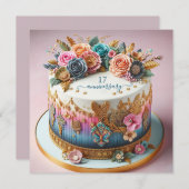 CARTE GÂTEAU MARIAGE D'ÉLABORATION COLORÉE ANNIVERSAIRE (Devant / Derrière)