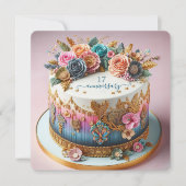CARTE GÂTEAU MARIAGE D'ÉLABORATION COLORÉE ANNIVERSAIRE (Devant)