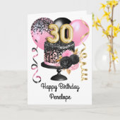 Carte Gâteau Or Rose et Noir 30 ans  (Fleur jaune)