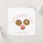 Carte Gâteau Pop Donut Saint-Valentin Rose Rouge Script  (Devant/Arrière en situation)