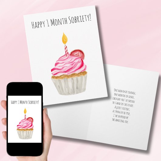 Carte Gâteau pour un mois d'abstinence heureuse