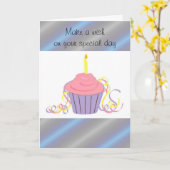 Carte Gâteau pour voeux d'anniversaire (Fleur jaune)
