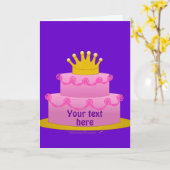 Carte Gâteau Rose Avec Couronne Anniversaire (Fleur jaune)