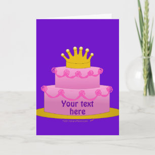 Carte Gâteau Rose Avec Couronne Anniversaire