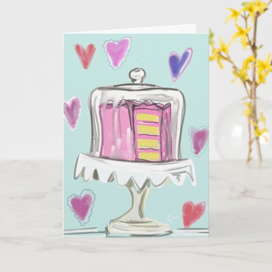 Carte Gâteau sous le verre (Fleur jaune)