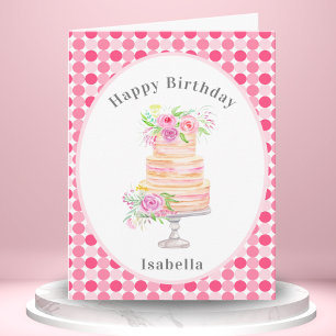 Carte Gâteau superposé à l'aquarelle chic avec des roses