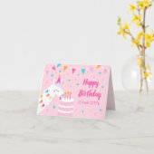 Carte Gâteau tout Llama amusant 3ème Pink Joyeux anniver (Fleur jaune)