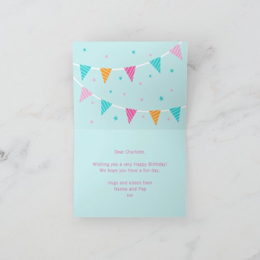 Carte Gâteau tout Llama Fun 3ème Aqua Joyeux Anniversair (Intérieur)