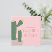 Carte Gâteaux Cactus Rose Remerciement Baby Shower (Debout devant)