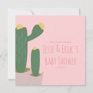 Carte Gâteaux Cactus Rose Remerciement Baby Shower