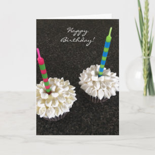 Carte Gâteaux Cupcakes Fleur Délicieux avec Bougies