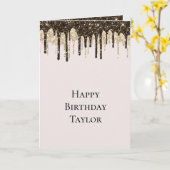 Carte Gâteaux d'anniversaire à paillettes avec coulées d (Fleur jaune)