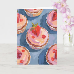 Carte Gâteaux Fraise Aquarelle de Fruits pour Célébrat