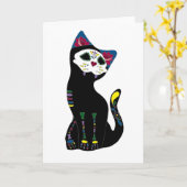 Carte "Gato Muerto" Dia De Los Muertos Cat (Fleur jaune)